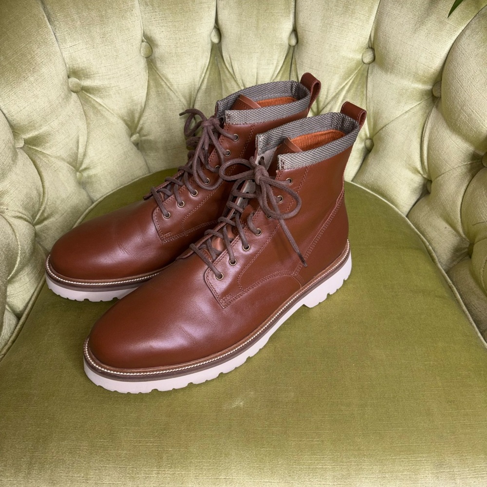 COLE HAAN American Classics Plain Toe Boot Waterproof British Tan /Egret Size 12 - Picture 2 of 11